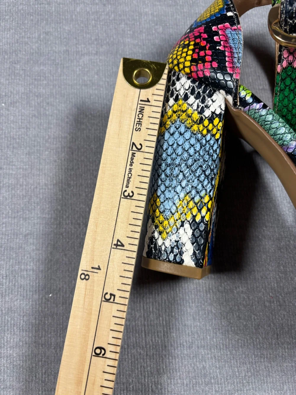 Multi-Color Snake-Print Ankle Strap Heels